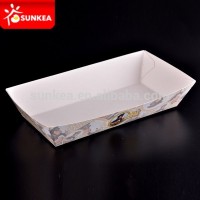 Custom printed disposable fast food serving paper hot dog trays